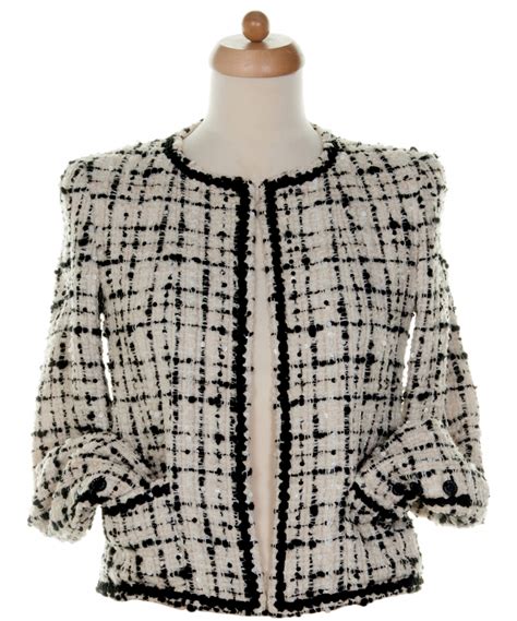 black tweed jacket chanel|Chanel tweed jacket cost.